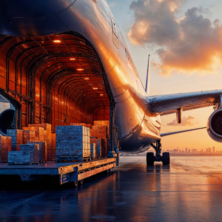 Interior of an air cargo terminal in Turkey showing conveyor belts, pallet stacks, and ground handling for export shipments